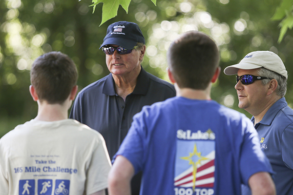 "Lefty" enjoys a beautiful day at Canal Park with fans