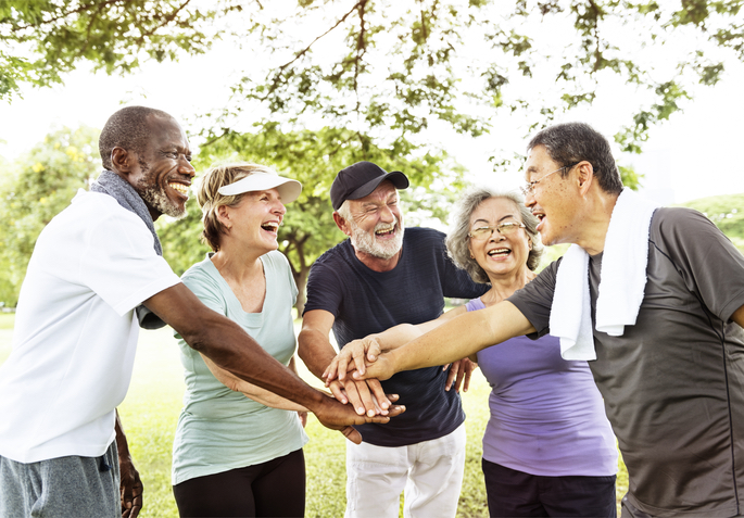 group of seniors exercising