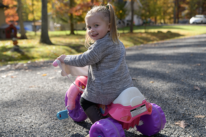 Myla Meckes was born with hip dysplasia. After corrective surgery, she is a happy and active toddler.