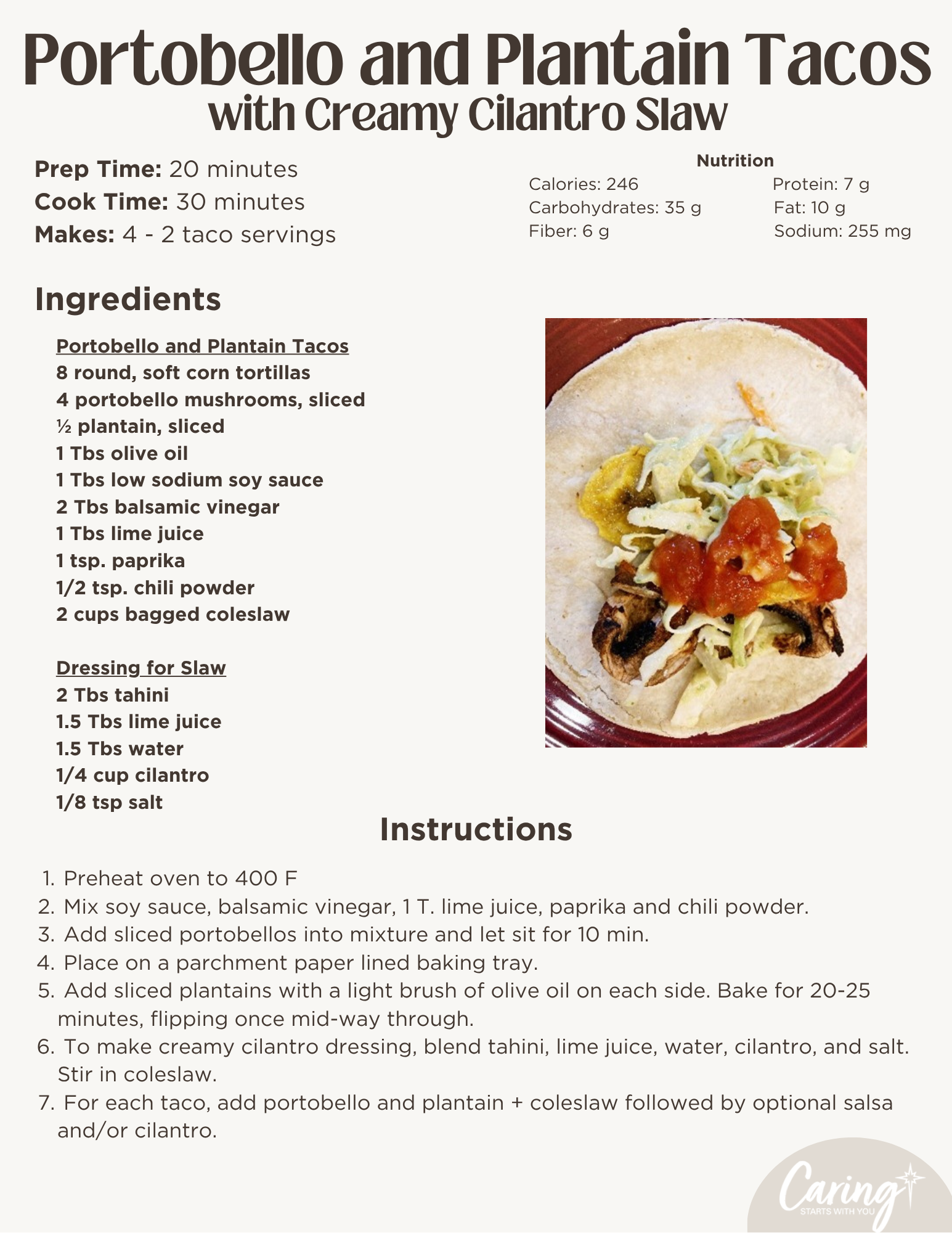 Portobello and Plantain Tacos