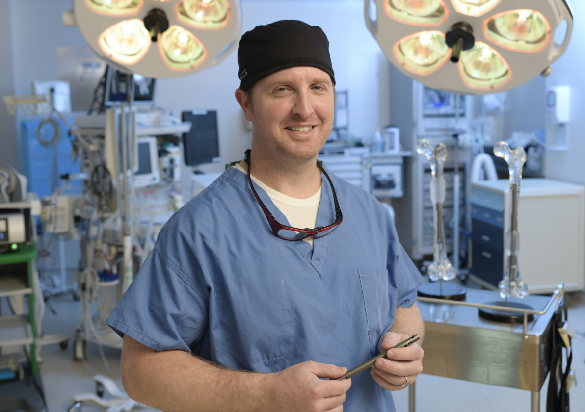 Medical professional inside an operating room