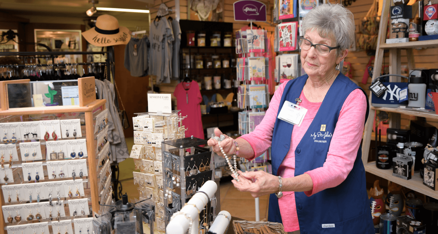 Female employee inside hospital gift shop