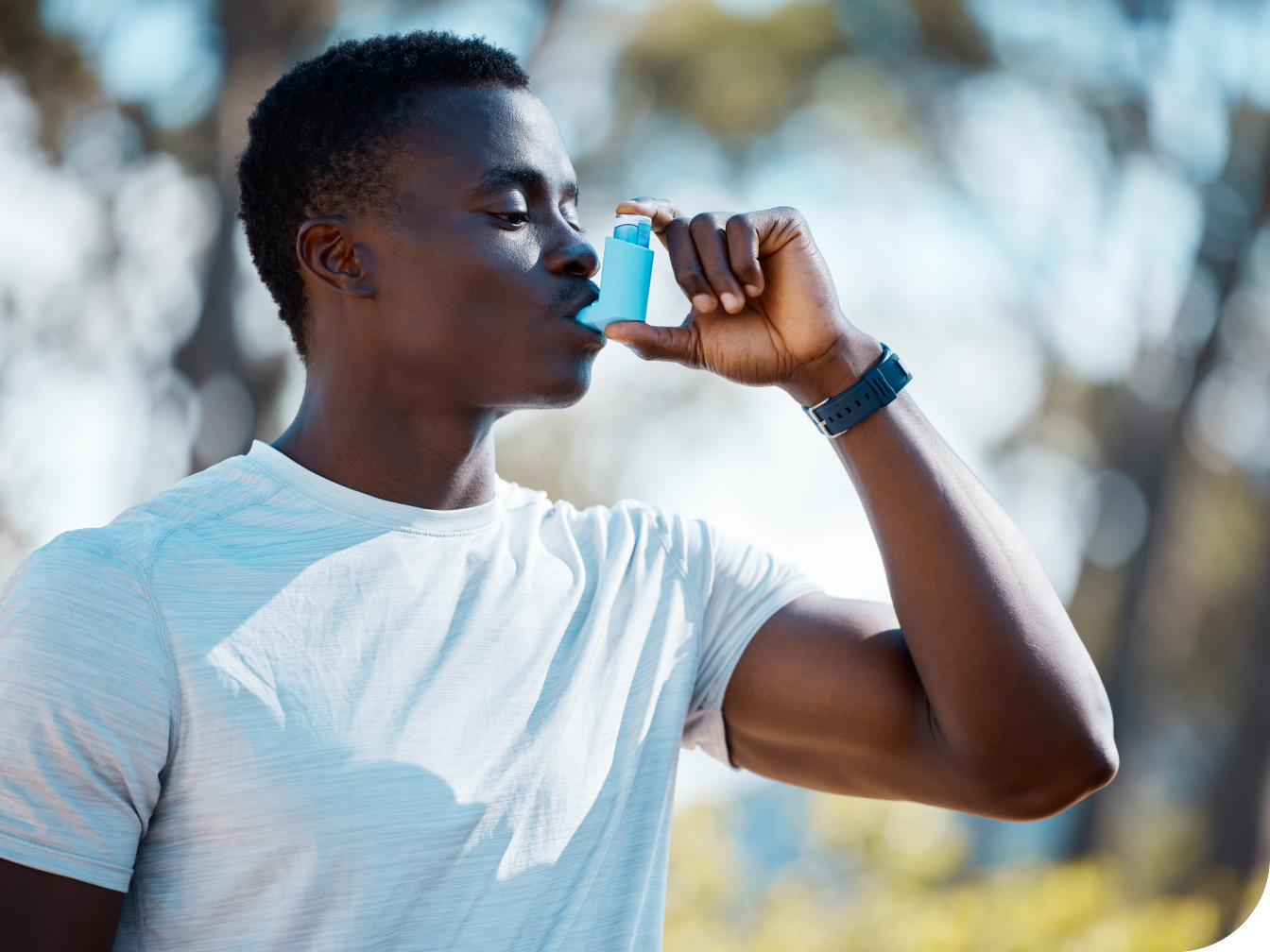 Individual using an inhaler