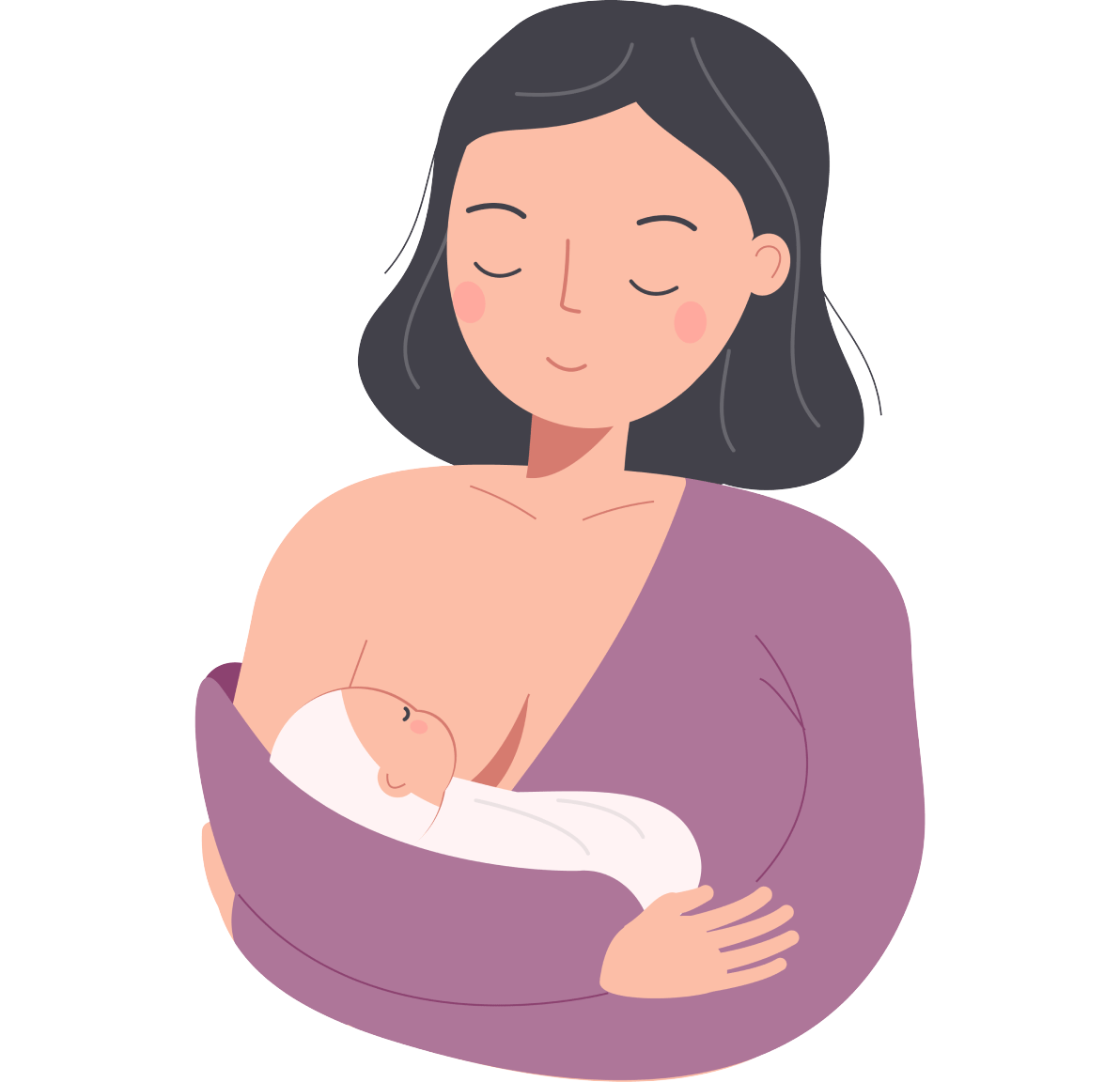 Illustrated breastfeeding mother