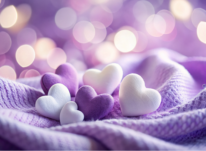 Purple and white hearts