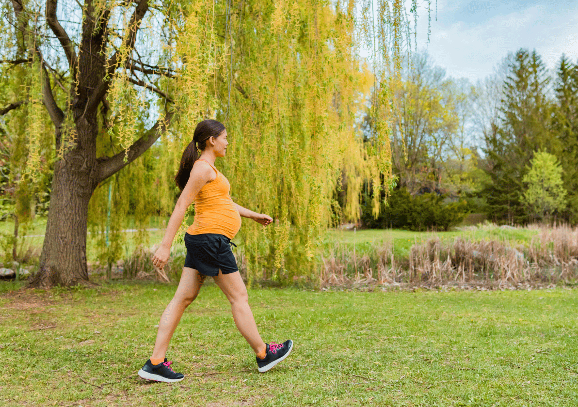 Pregnant woman going for a walk