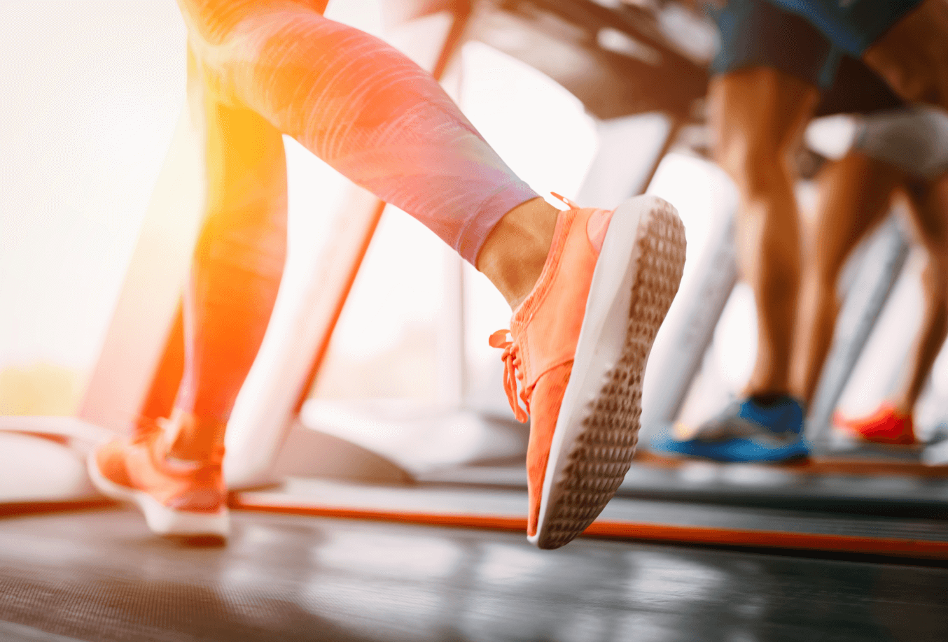 Individuals running on a treadmill