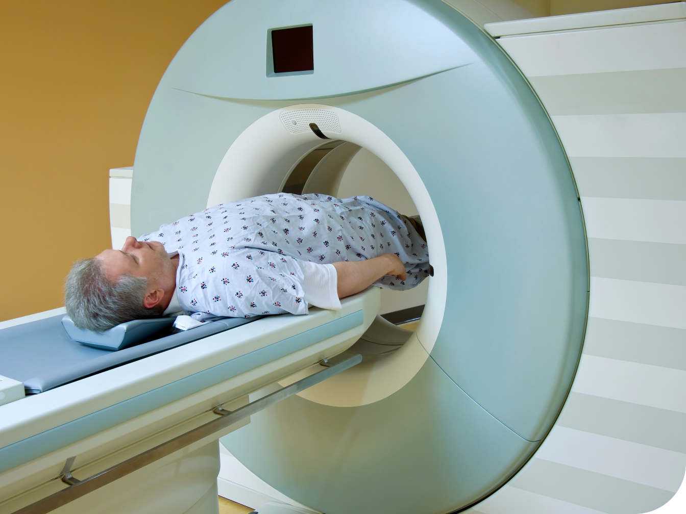 Patient laying down in an MRI machine