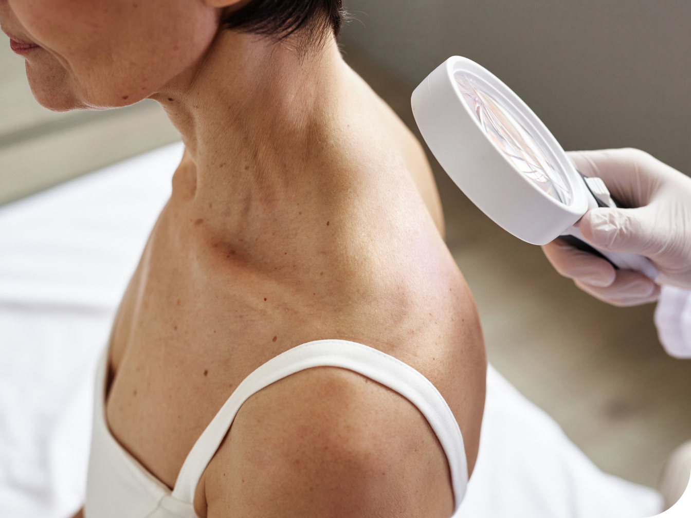 Patient having a skin care check-up