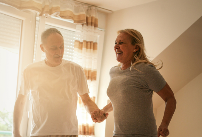 Couple holding hands