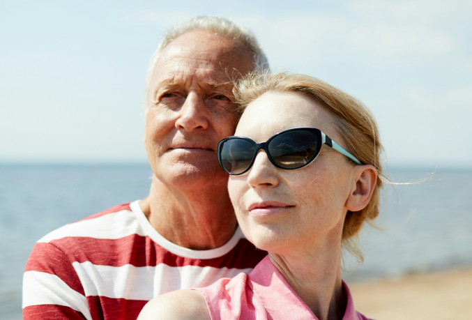Elderly couple at the beach