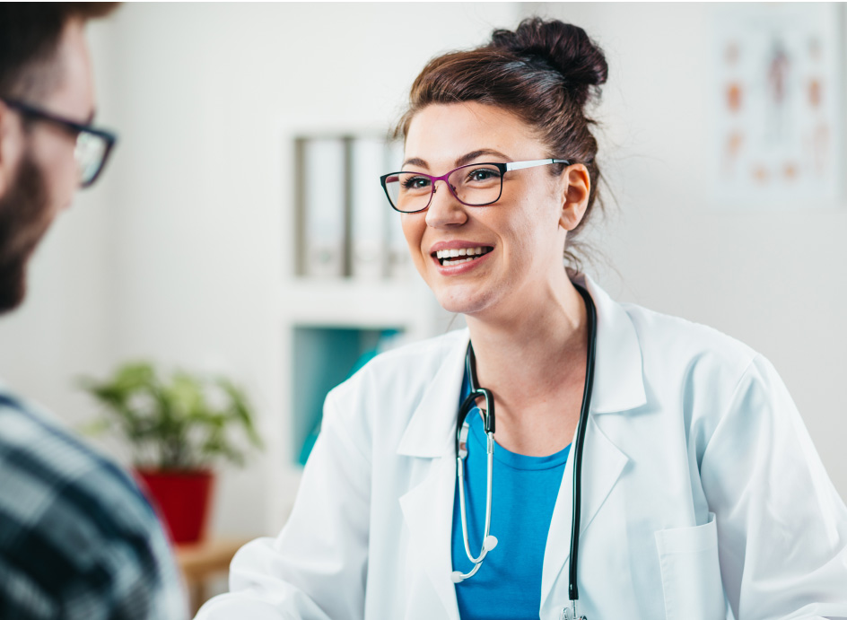 Medical professional talking with patient