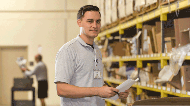 Intern checking the stock room