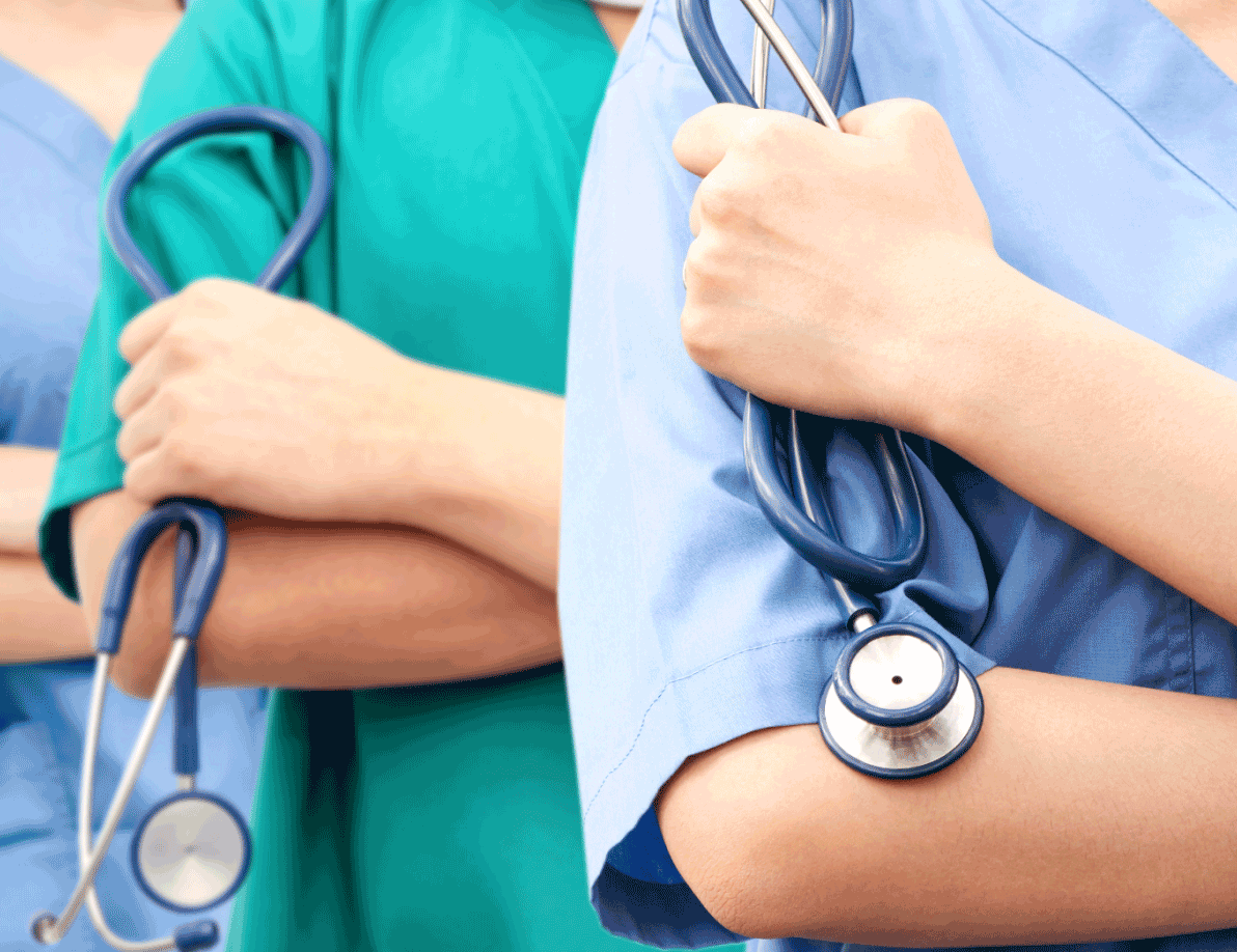 Group of nurses holding their stethoscope