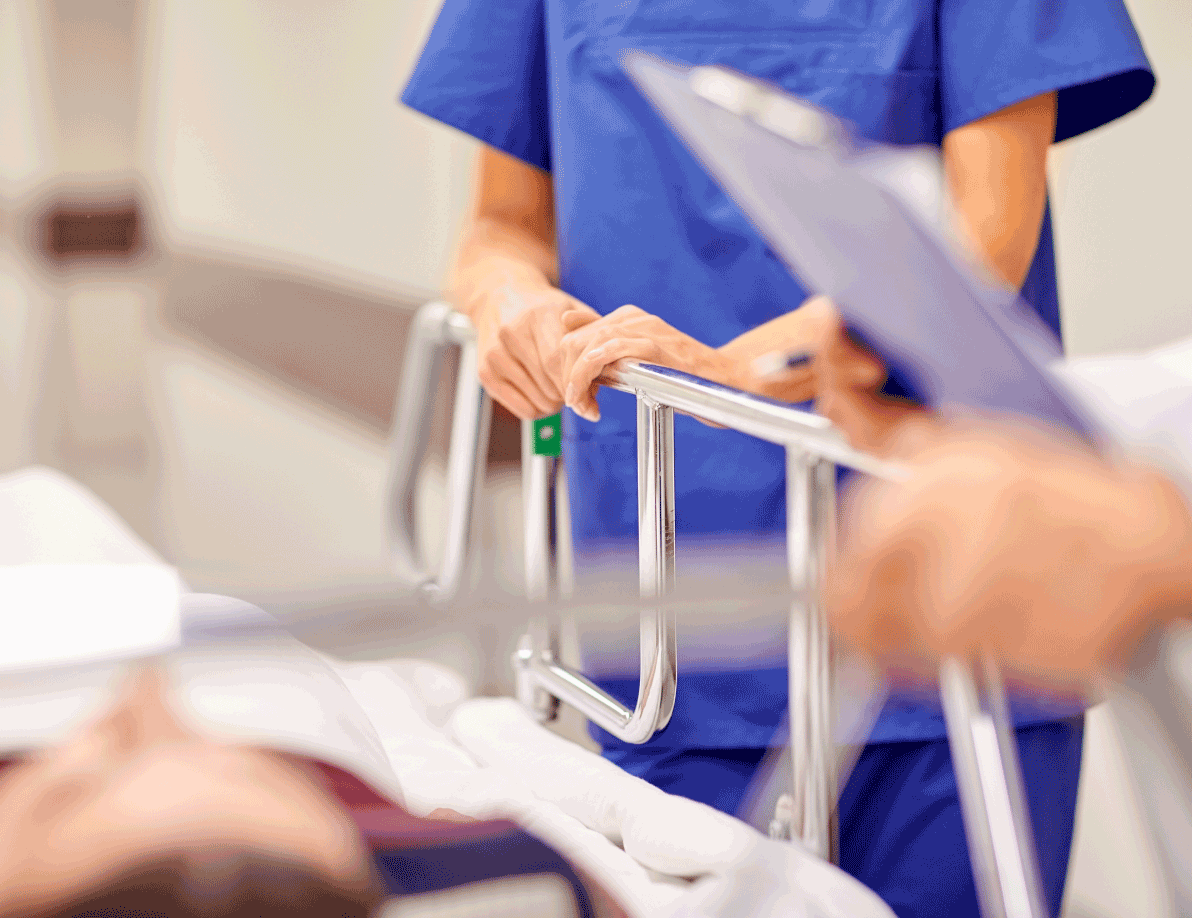 Nurse transporting a patient