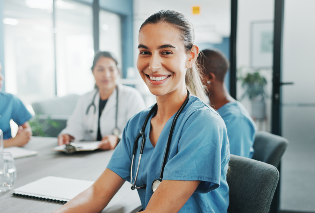 Female nurse at a meeting