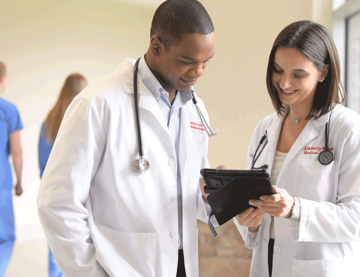 2 Doctors discussing patient results 