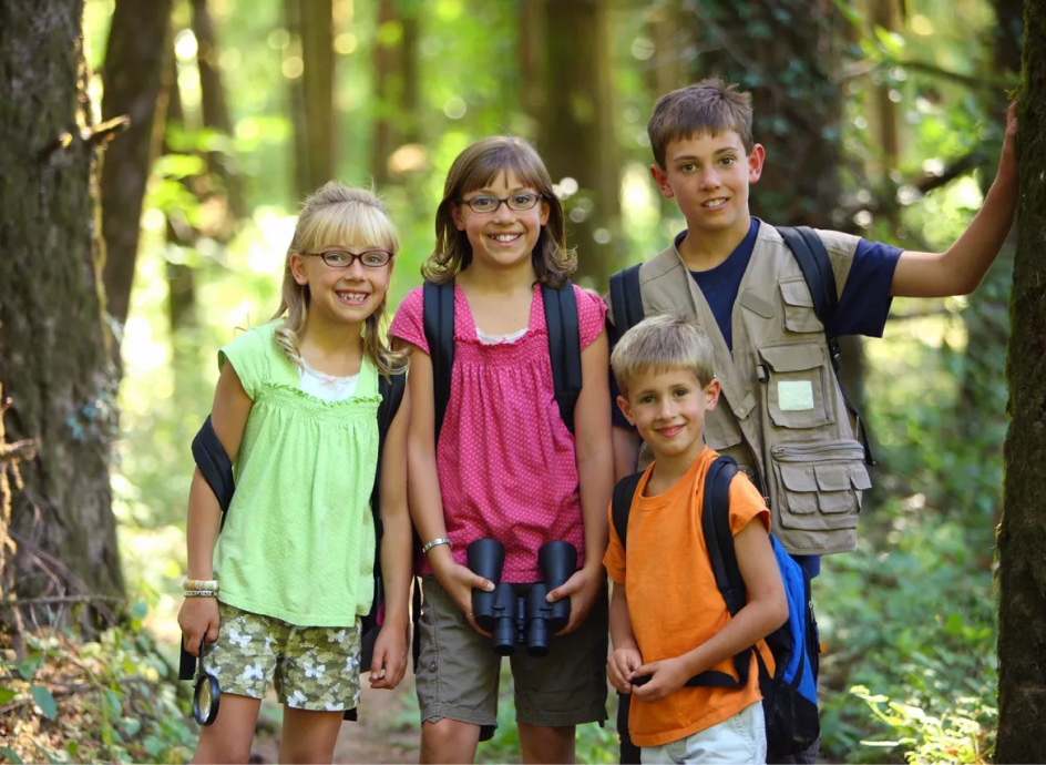 Group of school aged children at summer camp