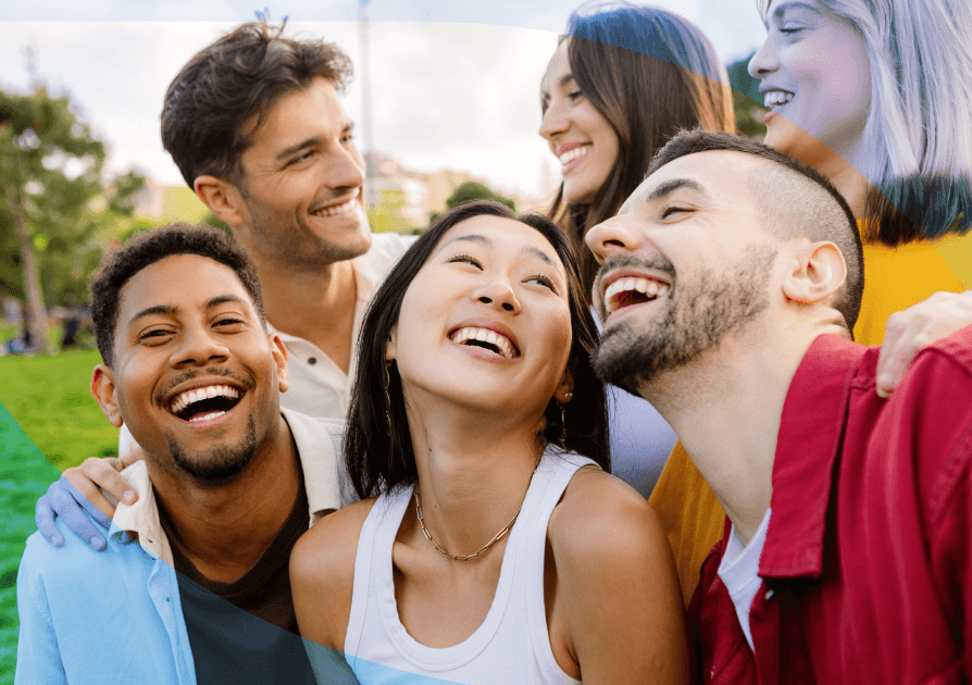 Group of friends laughing together