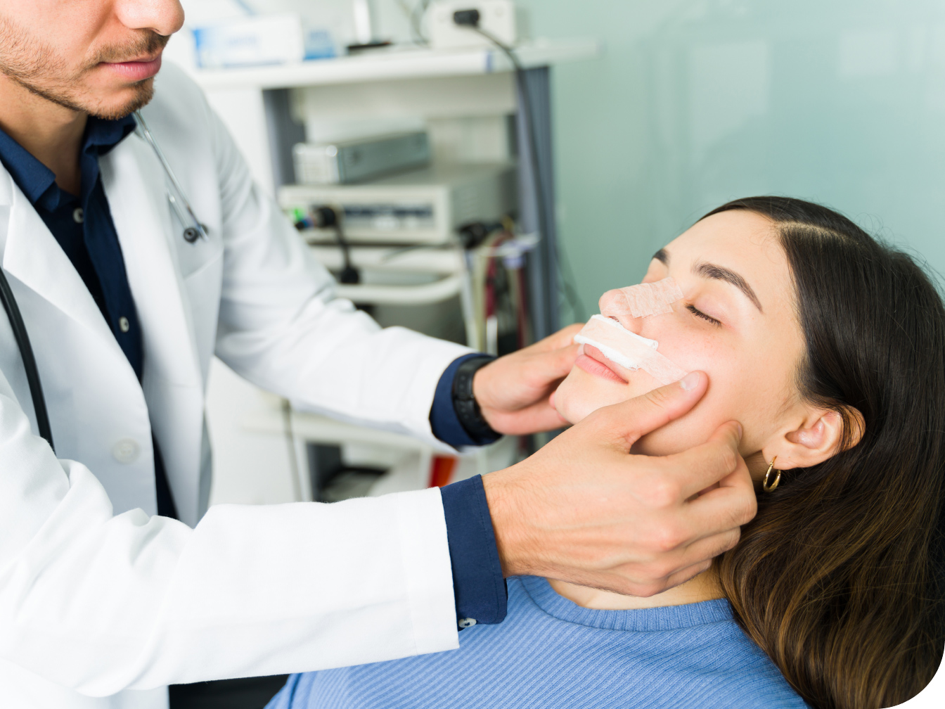 Medical professional evaluating a patient