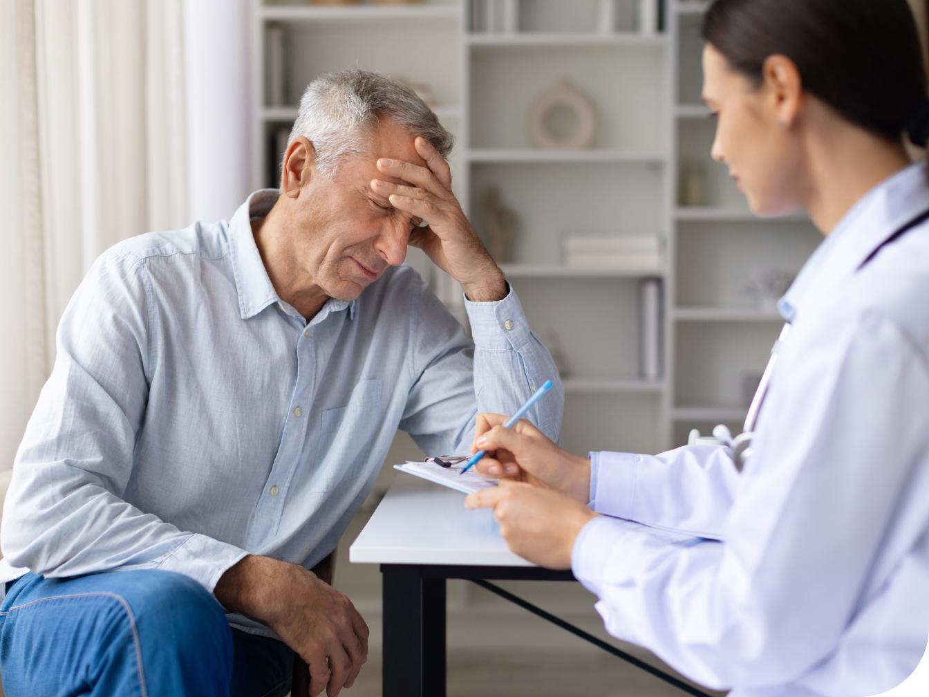 Medical professional discussing results with a patient