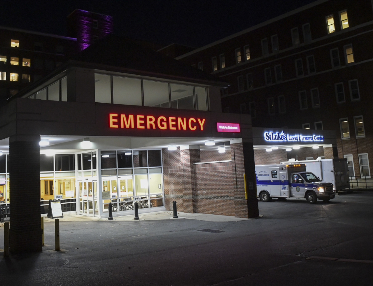 Lite up emergency building tunnel at night