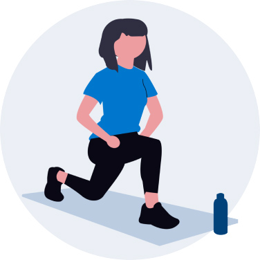 Illustration of individual stretching on a yoga mat