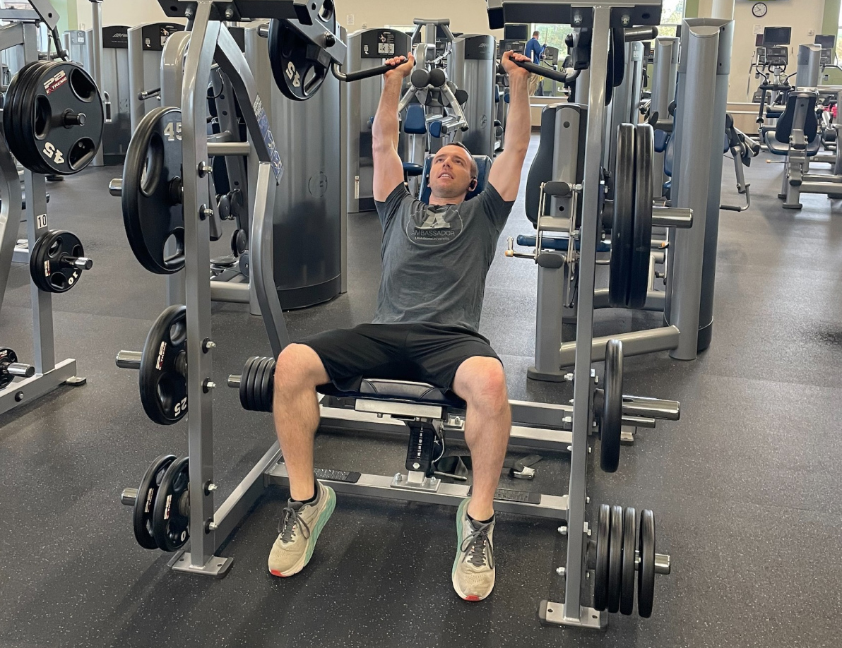 Gym member working out