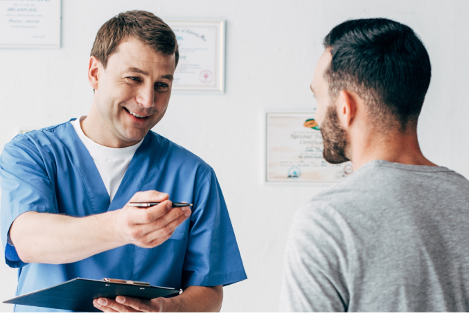 Doctor talking to patient