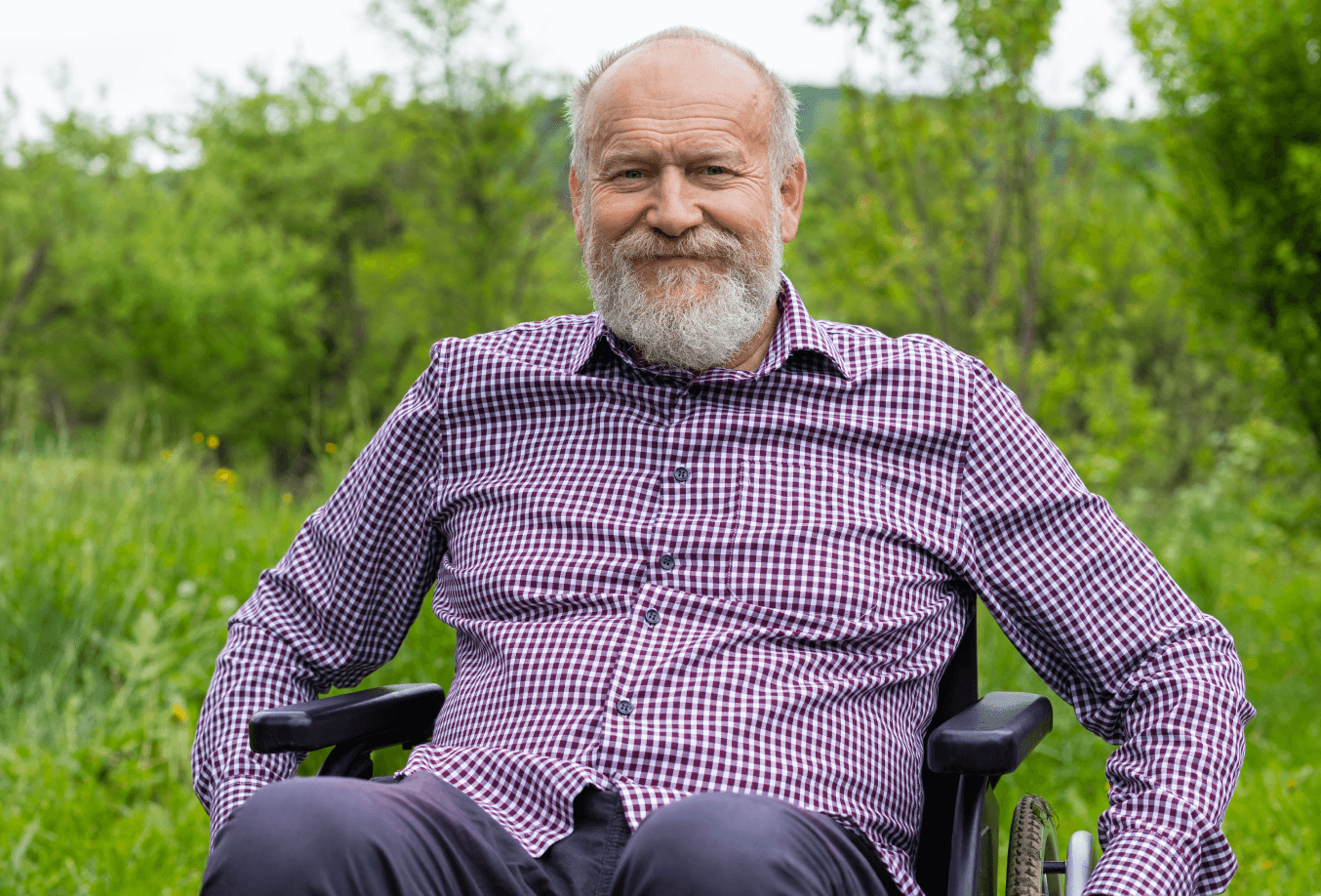 Man sitting outdoors in a wheel chair