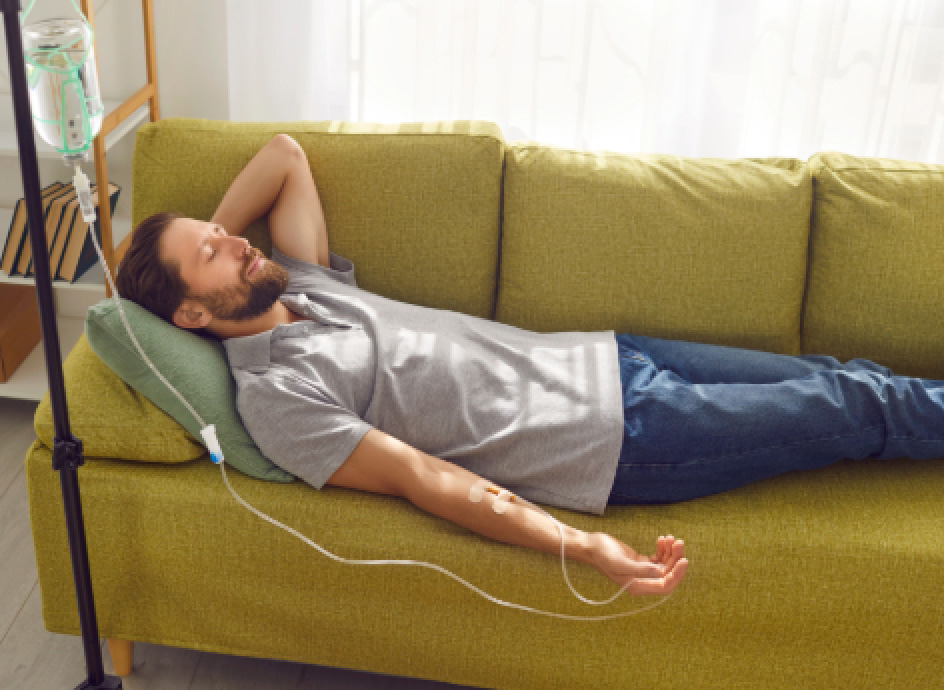 Individual getting an IV drop