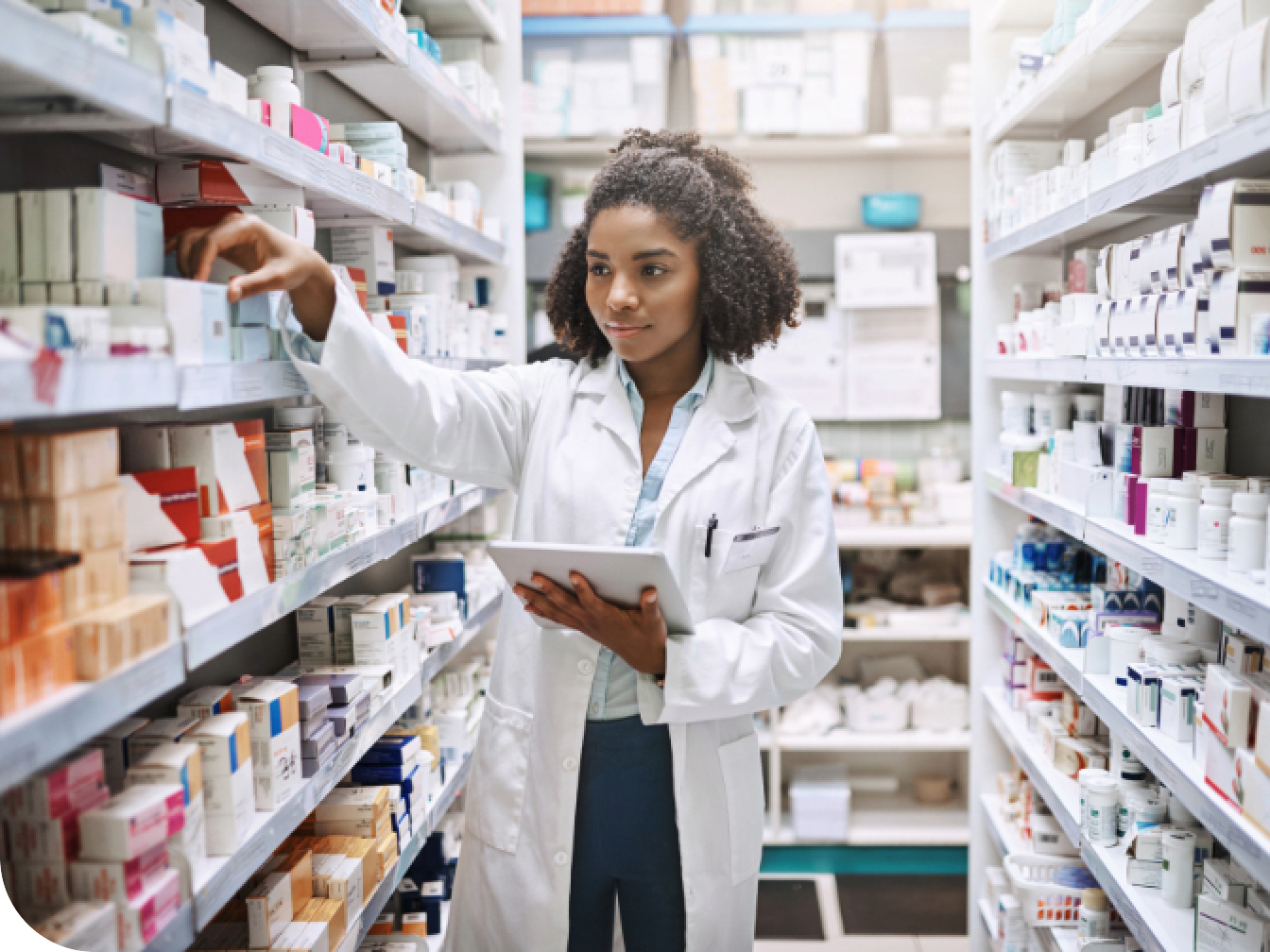 Pharmacist filling a pharmacy order