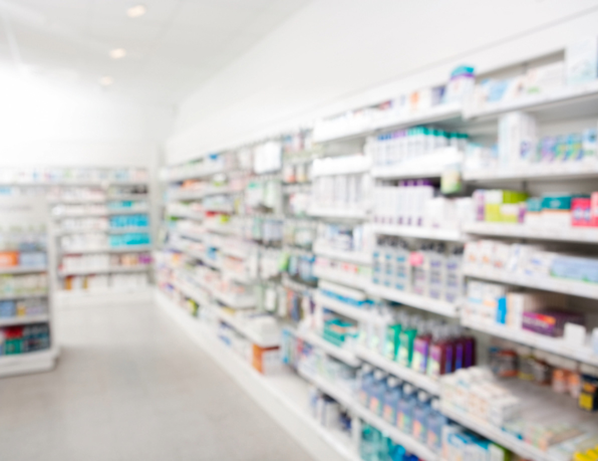 Stocked Pharmacy Shelves