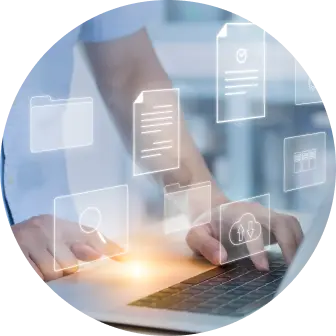 Professional typing on laptop computer