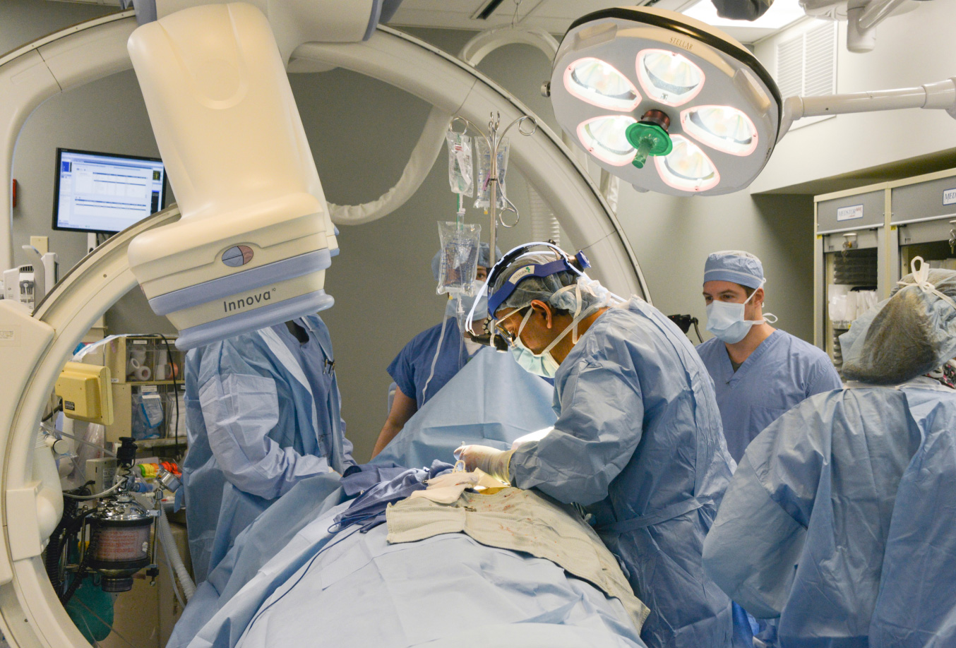 Medical team inside of an operating room