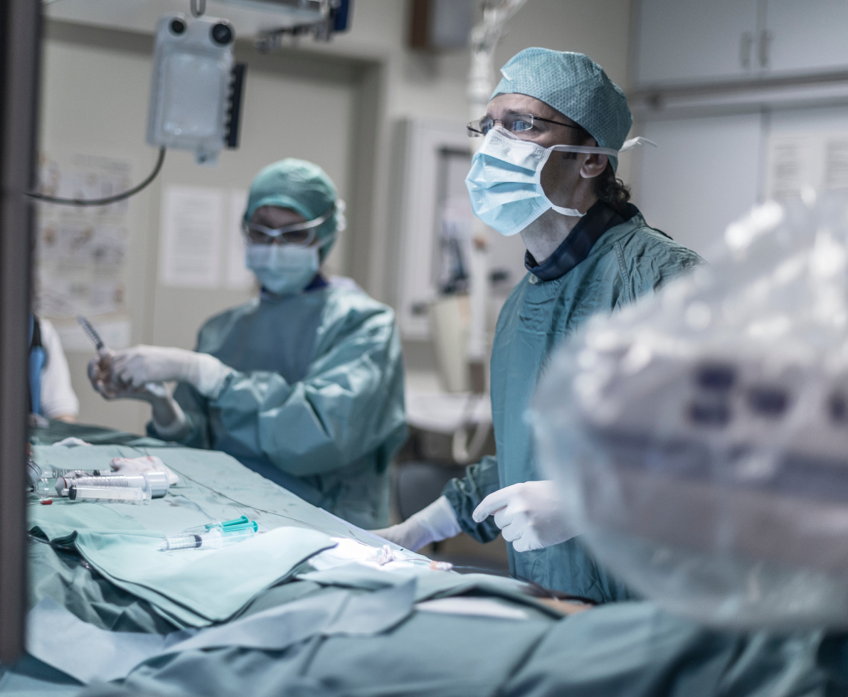 Medical professionals in an operating room