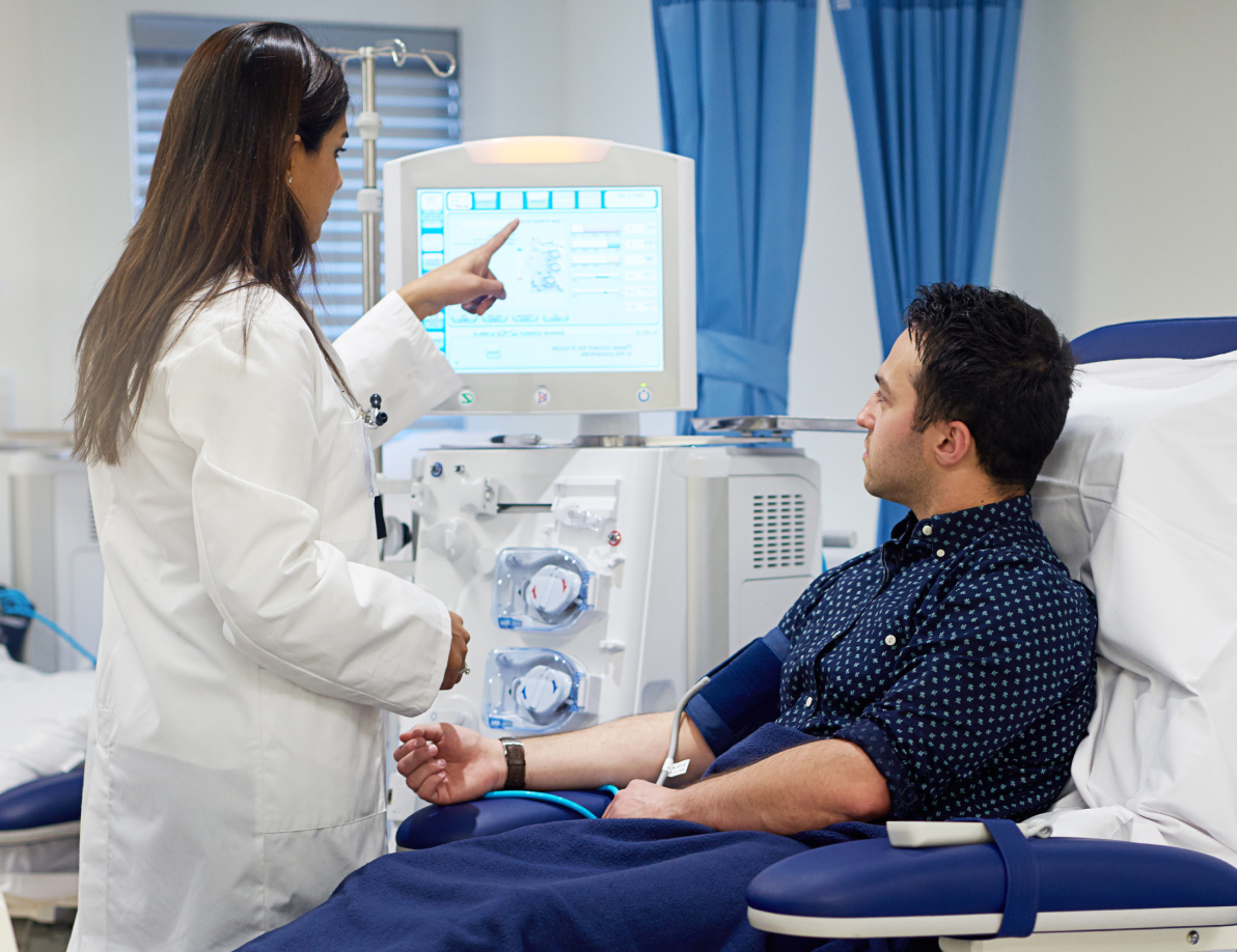 Medical professional going over results with a patient