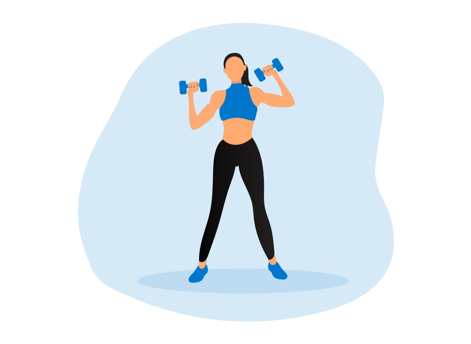 Graphic of individual doing exercise with weights