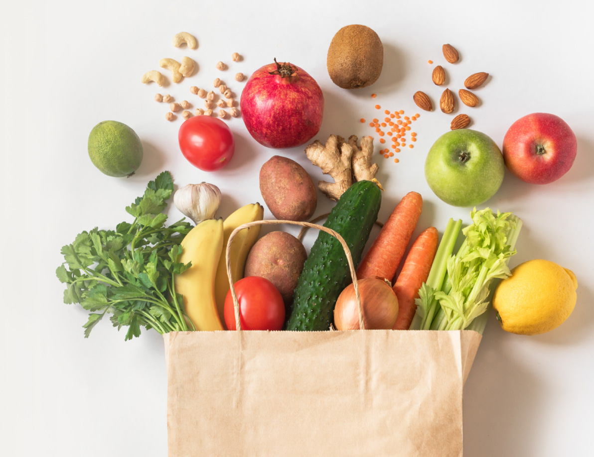 Paper bag of fresh produce