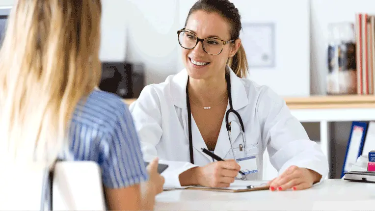 Medical profressional meeting with a patient