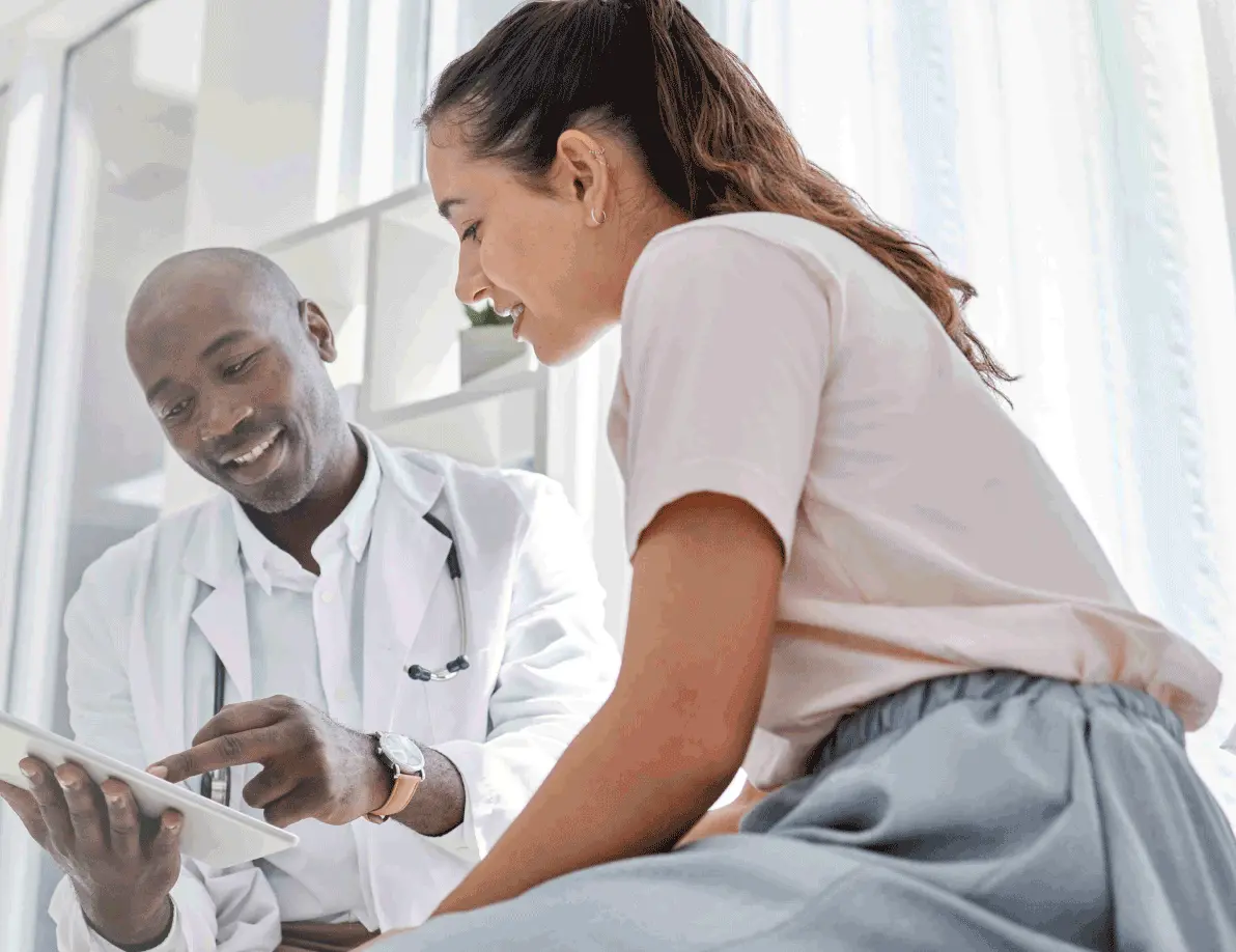 Patient speaking with medical professional