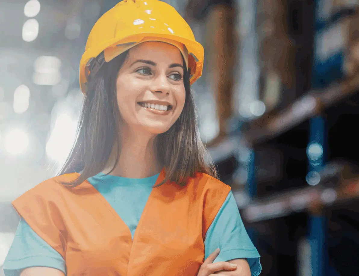 Female worker with hard hat