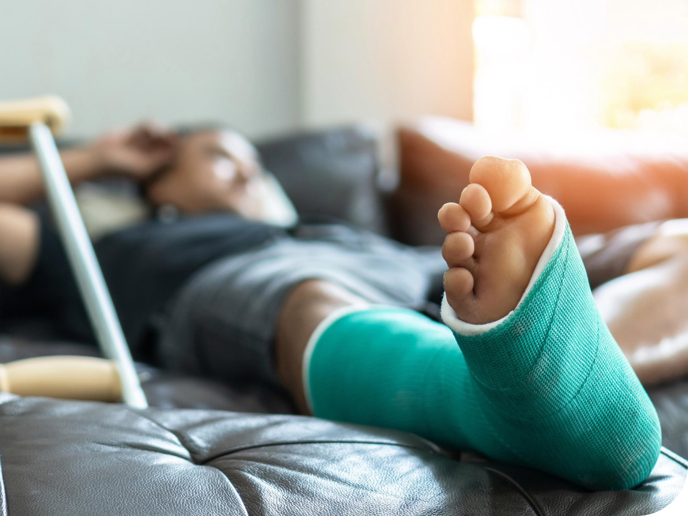 Individual with foot in a cast