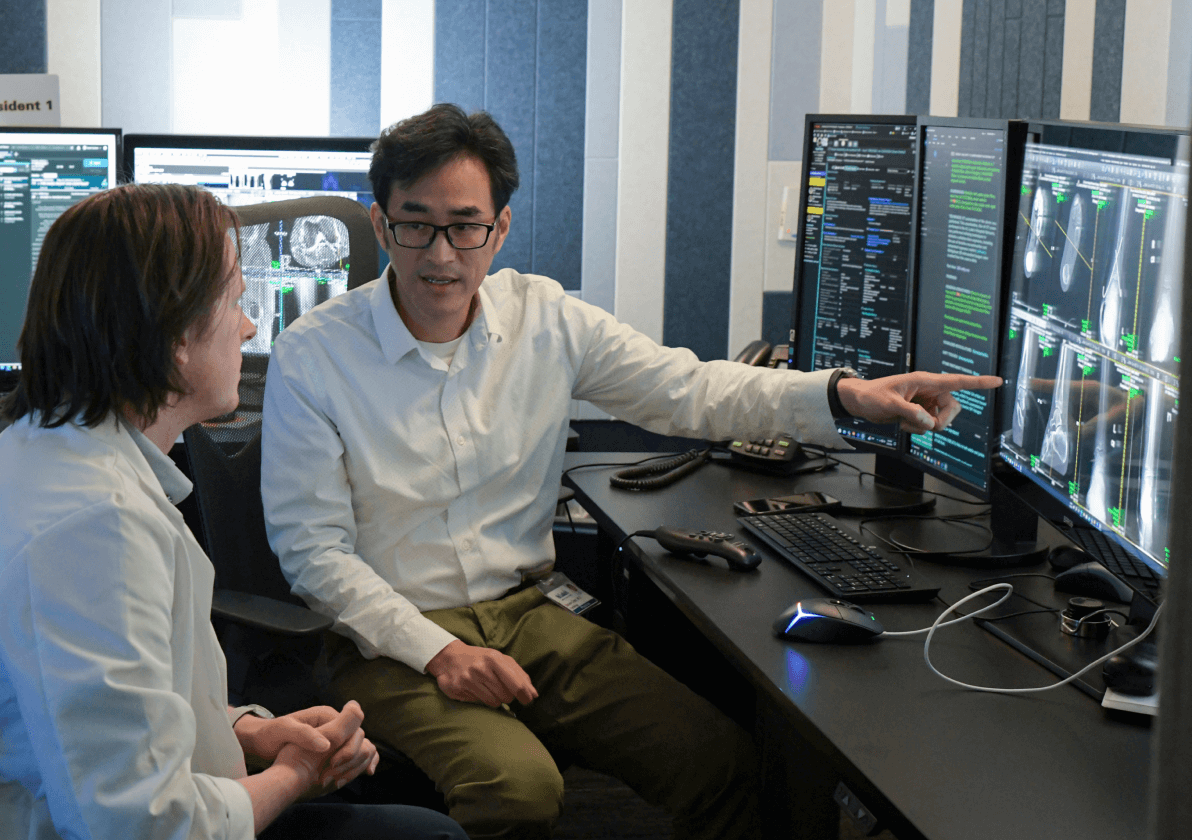 Doctors examining reports