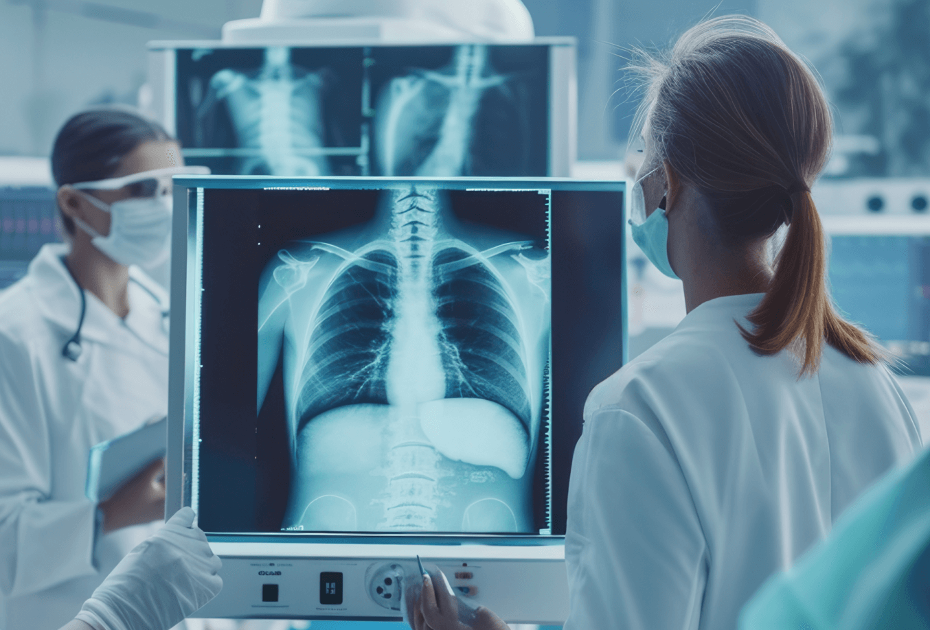 Doctors examining an xray