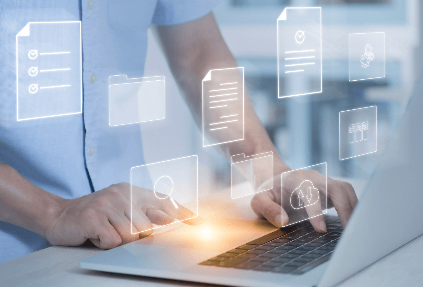 Person operating laptop