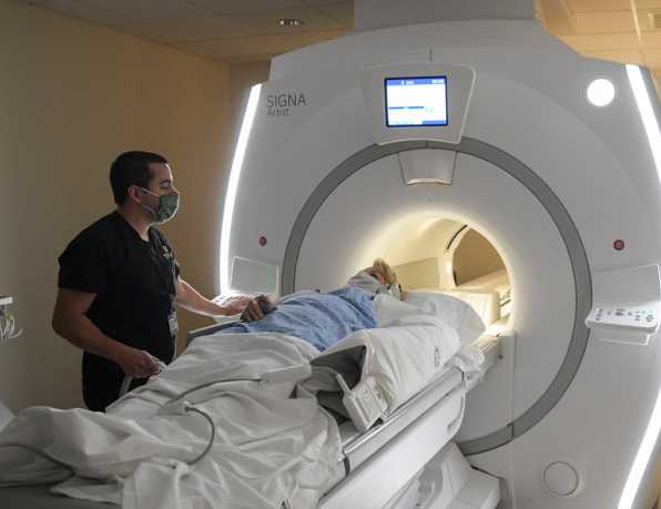 Patient inside of MRI machine