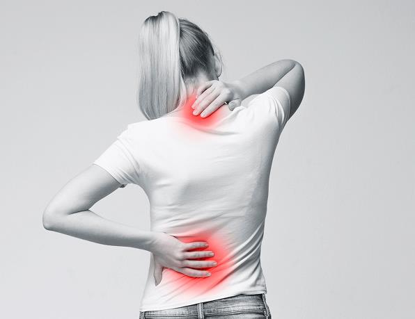 Individual with a hurt neck and lower back