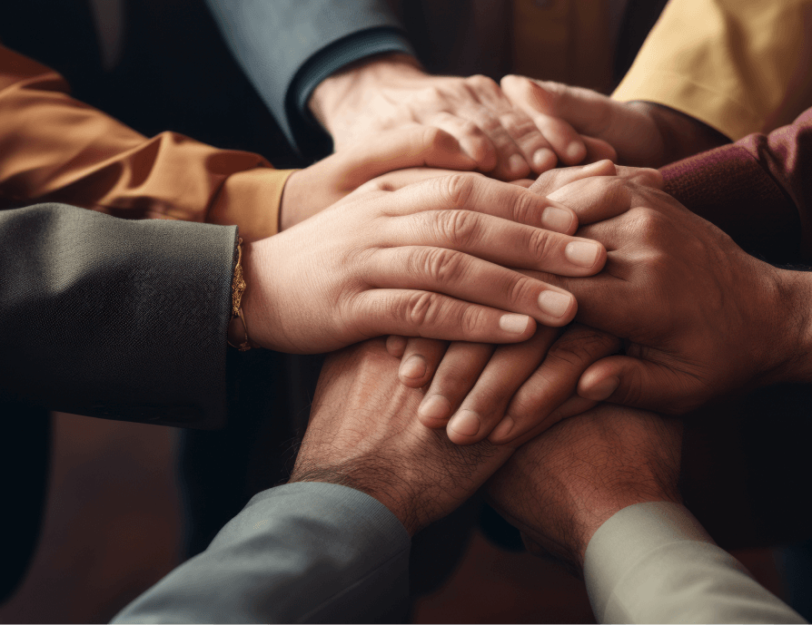 Group of hands all together