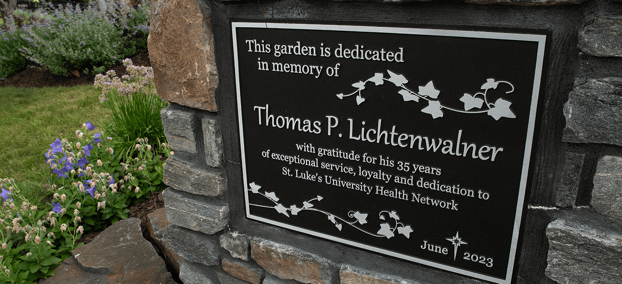 Dedication plaque in the labrynth